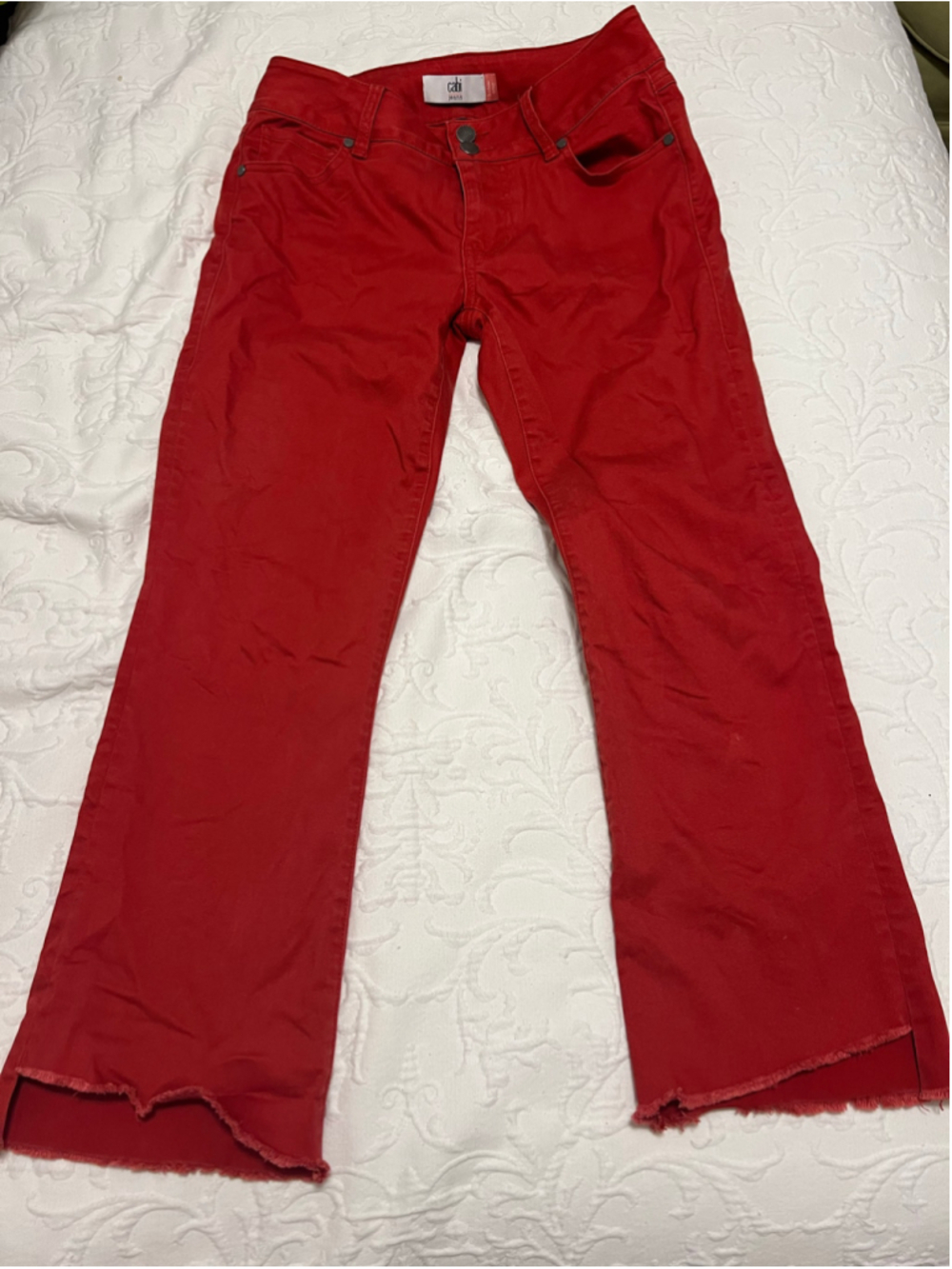 Women's Cabi Red Hi-Low Crop Jeans Size 4